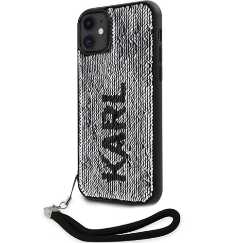 Kup Karl Lagerfeld Apple Tasche KLHCN61PSQRKS iPhone 11/XR silber/silberne Hartschale Pailletten Kordel - KLD1591 - {ean13} - Sklep Home Screen