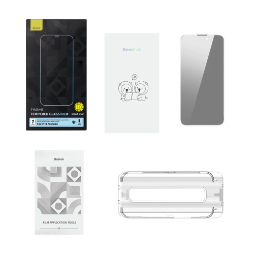 Kup Baseus 0.4mm Apple Gehärtetes Glas Privacy Glass iPhone 14 Pro Max + Montagerahmen - BSU4372 - {ean13} - Sklep Home Screen