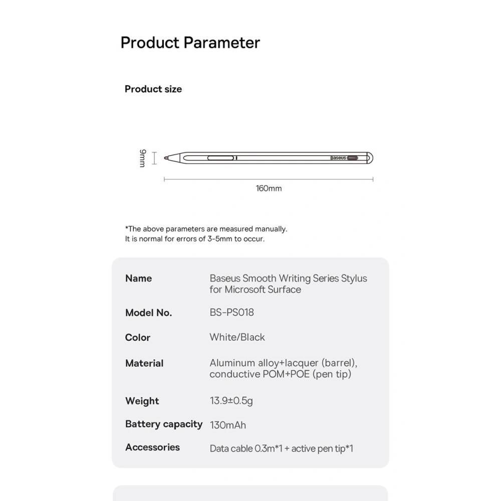 Aktywny rysik stylus Baseus Smooth Writing Series Microsoft Surface MPP 2.0 czarny