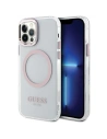 Guess Apple Tasche GUHMP12MHTRMP iPhone 12/12 Pro rosa/rosa Hartschalenetui Metal Outline Magsafe