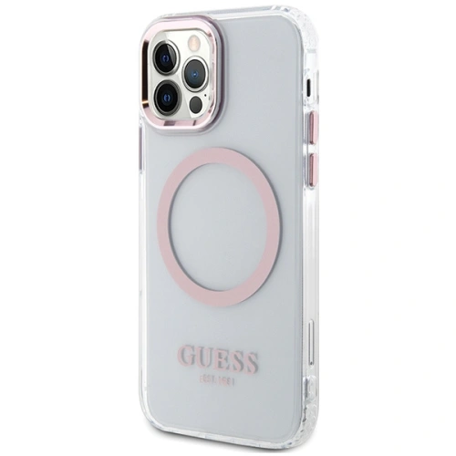 Kup Etui Guess GUHMP12MHTRMP Apple iPhone 12/12 Pro różowy/pink hard case Metal Outline Magsafe - GUE2626 - {ean13} - Sklep Home Screen