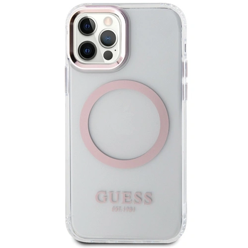Kup Etui Guess GUHMP12MHTRMP Apple iPhone 12/12 Pro różowy/pink hard case Metal Outline Magsafe - GUE2626 - {ean13} - Sklep Home Screen