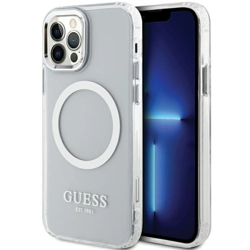 Kup Etui Guess GUHMP12MHTRMS Apple iPhone 12/12 Pro argintiu/silver hard case Metal Outline Magsafe - GUE2627 - {ean13} - Sklep Home Screen