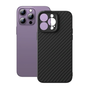 Etui + sticlă Baseus Fibra Sintetică MagSafe Apple iPhone 14 Pro Max negru