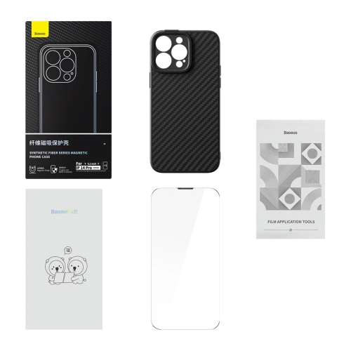 Kup Etui + szklo Baseus Szintetikus Szál MagSafe Apple iPhone 14 Pro Max fekete - BSU4385 - {ean13} - Sklep Home Screen