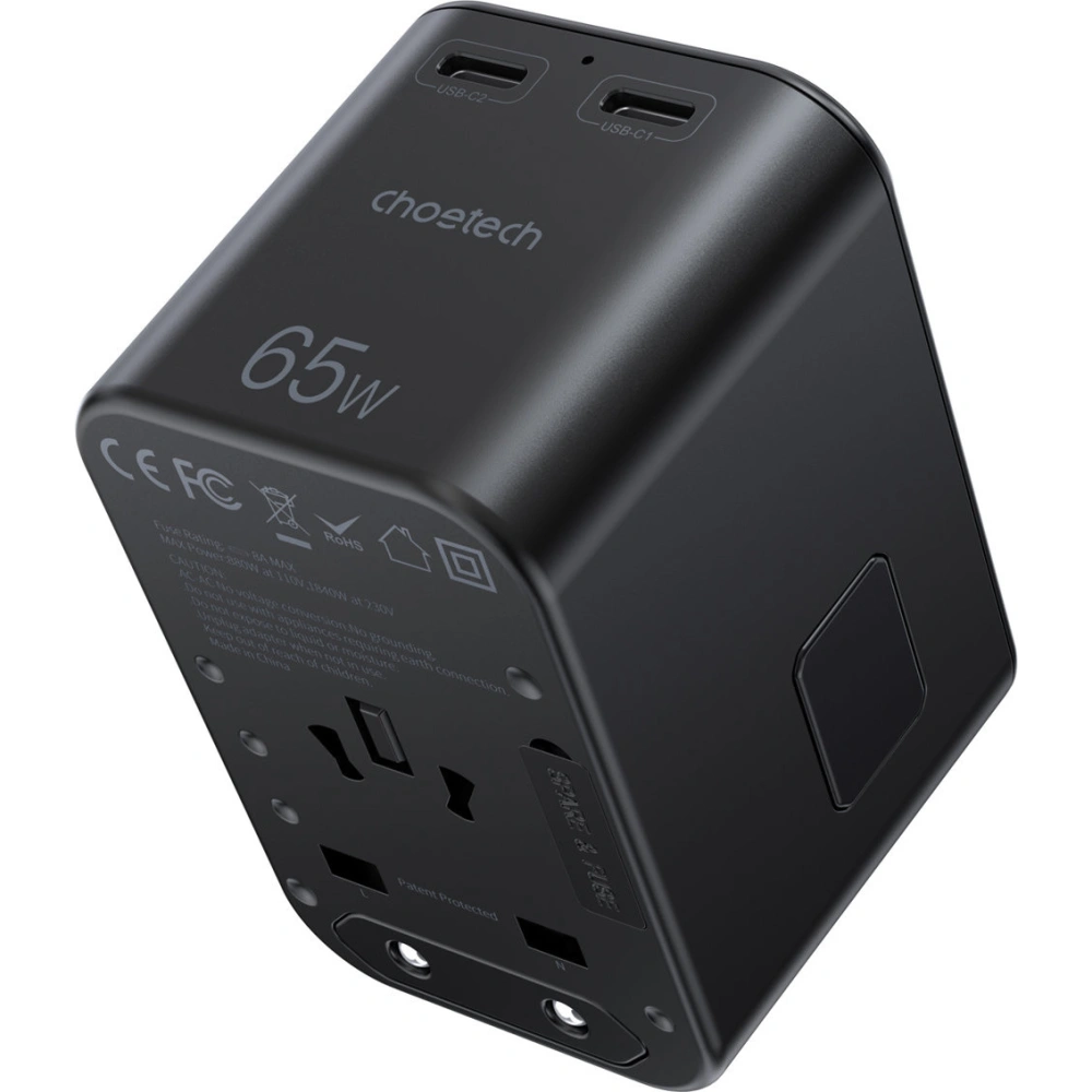 Ładowarka sieciowa Choetech PD5009-BK GaN 2xUSB-C/USB-A 65W Power Delivery czarny