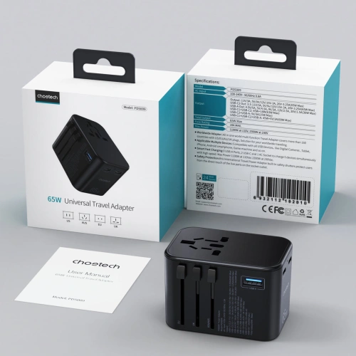 Kup Choetech Ladegerät PD5009-BK GaN 2xUSB-C/USB-A 65W Power Delivery schwarz - CHT180 - {ean13} - Sklep Home Screen
