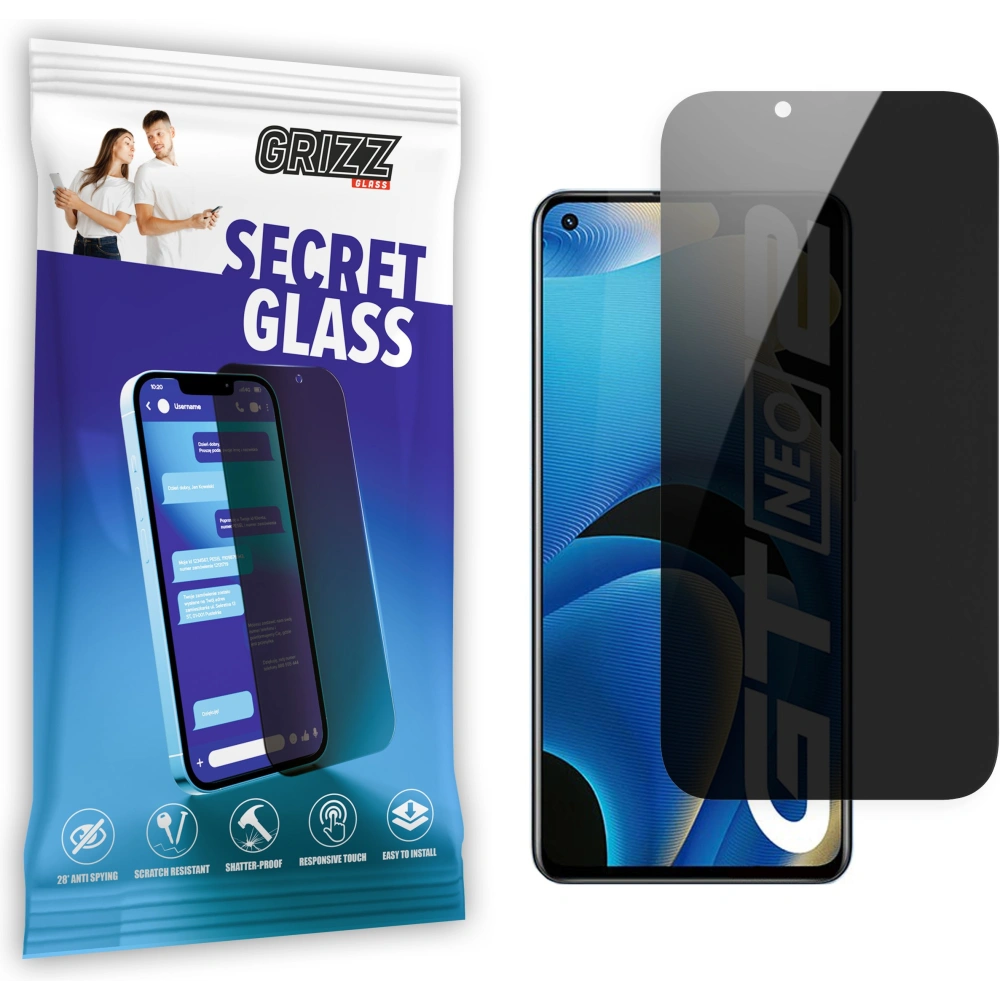 Matowe szkło prywatyzujące GrizzGlass SecretGlass do Realme GT Neo 2
