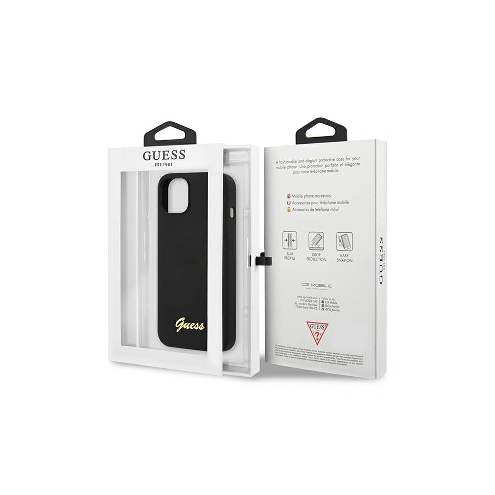 Etui Guess GUHCP13MLSLMGBK Apple iPhone 13 black/czarny hardcase Silicone Script Gold Logo