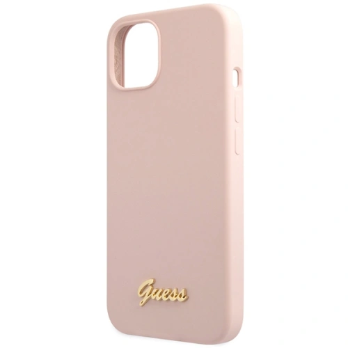 Kup Etui Guess GUHCP13MLSLMGLP Apple iPhone 13 roz pale/roz deschis hardcase Silicon Script Logo Auriu - GUE2634 - {ean13} - Sklep Home Screen