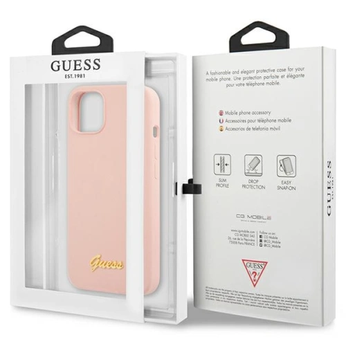 Kup Etui Guess GUHCP13MLSLMGLP Apple iPhone 13 roz pale/roz deschis hardcase Silicon Script Logo Auriu - GUE2634 - {ean13} - Sklep Home Screen