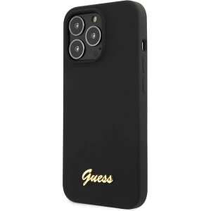 Buy Guess GUHCP13XLSLMGBK Apple iPhone 13 Pro Max black hardcase Silicone Script Gold Logo - GUE2635 - {ean13} - Home Screen Store Europe
