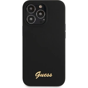 Buy Guess GUHCP13XLSLMGBK Apple iPhone 13 Pro Max black hardcase Silicone Script Gold Logo - GUE2635 - {ean13} - Home Screen Store Europe