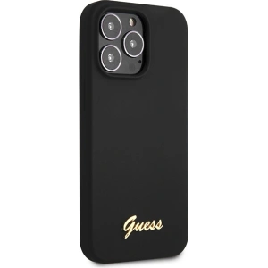 Buy Guess GUHCP13XLSLMGBK Apple iPhone 13 Pro Max black hardcase Silicone Script Gold Logo - GUE2635 - {ean13} - Home Screen Store Europe