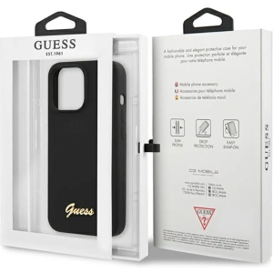 Buy Guess GUHCP13XLSLMGBK Apple iPhone 13 Pro Max black hardcase Silicone Script Gold Logo - GUE2635 - {ean13} - Home Screen Store Europe