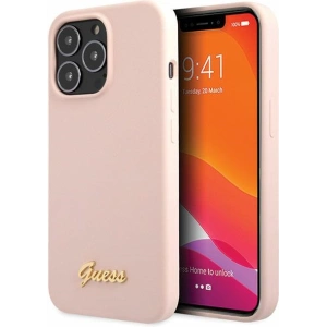 Buy Guess GUHCP13XLSLMGLP Apple iPhone 13 Pro Max light pink hardcase Silicone Script Gold Logo - GUE2636 - {ean13} - Home Screen Store Europe