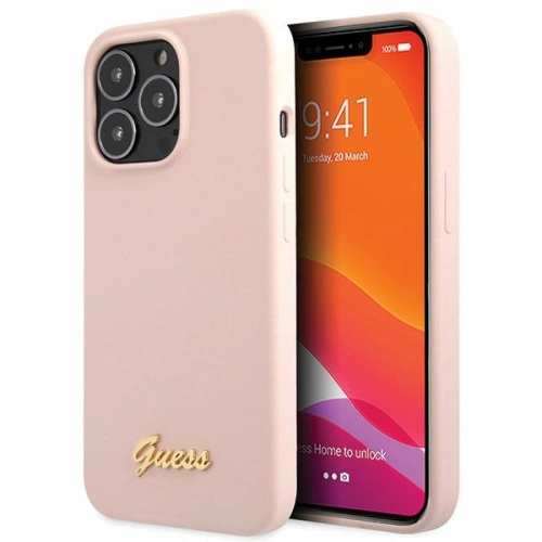 Kup Etui Guess GUHCP13XLSLMGLP Apple iPhone 13 Pro Max jasnorozie/light pink hardcase Silicone Script Gold Logo - GUE2636 - {ean13} - Sklep Home Screen
