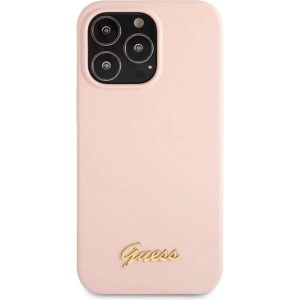 Buy Guess GUHCP13XLSLMGLP Apple iPhone 13 Pro Max light pink hardcase Silicone Script Gold Logo - GUE2636 - {ean13} - Home Screen Store Europe