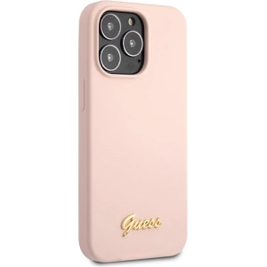 Buy Guess GUHCP13XLSLMGLP Apple iPhone 13 Pro Max light pink hardcase Silicone Script Gold Logo - GUE2636 - {ean13} - Home Screen Store Europe