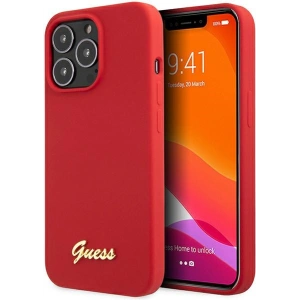 Buy Guess GUHCP13XLSLMGRE Apple iPhone 13 Pro Max burgundy hard case Silicone Vintage Gold Logo - GUE2637 - {ean13} - Home Screen Store Europe