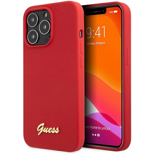 Kup Guess Apple Case GUHCP13XLSLMGRE iPhone 13 Pro Max rot/burgunderfarbenes Hartschalenetui Silikon Vintage Gold Logo - GUE2637 - {ean13} - Sklep Home Screen