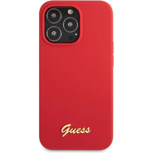 Buy Guess GUHCP13XLSLMGRE Apple iPhone 13 Pro Max burgundy hard case Silicone Vintage Gold Logo - GUE2637 - {ean13} - Home Screen Store Europe