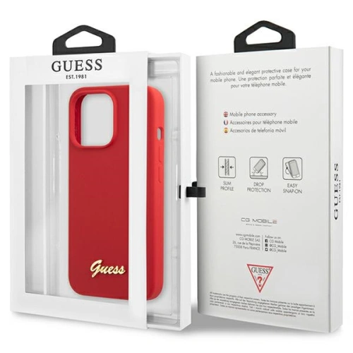Kup Guess Apple Case GUHCP13XLSLMGRE iPhone 13 Pro Max rot/burgunderfarbenes Hartschalenetui Silikon Vintage Gold Logo - GUE2637 - {ean13} - Sklep Home Screen