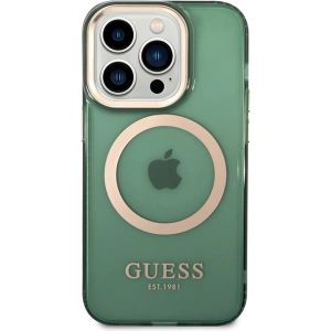 Kup Etui Guess GUHMP14LHTCMA Apple iPhone 14 Pro zielony/khaki hard case Gold Outline Translucent MagSafe - GUE2638 - {ean13} - Sklep Home Screen