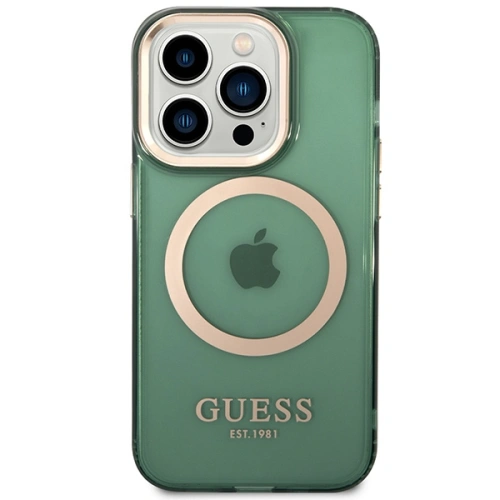 Kup Etui Guess GUHMP14LHTCMA Apple iPhone 14 Pro zielony/khaki hard case Gold Outline Translucent MagSafe - GUE2638 - {ean13} - Sklep Home Screen
