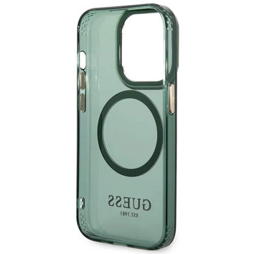 Kup Etui Guess GUHMP14LHTCMA Apple iPhone 14 Pro zielony/khaki hard case Gold Outline Translucent MagSafe - GUE2638 - {ean13} - Sklep Home Screen