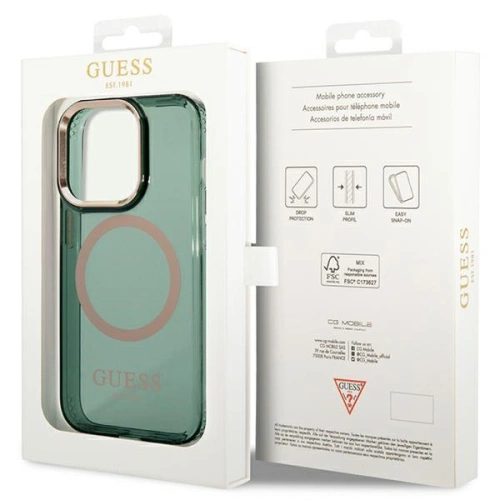 Kup Etui Guess GUHMP14LHTCMA Apple iPhone 14 Pro zielony/khaki hard case Gold Outline Translucent MagSafe - GUE2638 - {ean13} - Sklep Home Screen