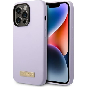 Kup Etui Guess GUHMP14LSBPLU Apple iPhone 14 Pro fioletowy/purple hard case Silicone Logo Plate MagSafe - GUE2640 - {ean13} - Sklep Home Screen