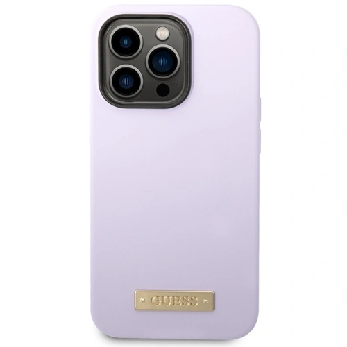Kup Etui Guess GUHMP14LSBPLU Apple iPhone 14 Pro fioletowy/purple hard case Silicone Logo Plate MagSafe - GUE2640 - {ean13} - Sklep Home Screen