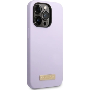 Kup Etui Guess GUHMP14LSBPLU Apple iPhone 14 Pro fioletowy/purple hard case Silicone Logo Plate MagSafe - GUE2640 - {ean13} - Sklep Home Screen