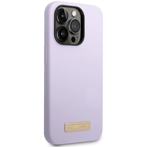 Kup Guess Apple Tasche GUHMP14LSBPLU iPhone 14 Pro lila/violett Hartschalenetui Silikon Logo Platte MagSafe - GUE2640 - {ean13} - Sklep Home Screen