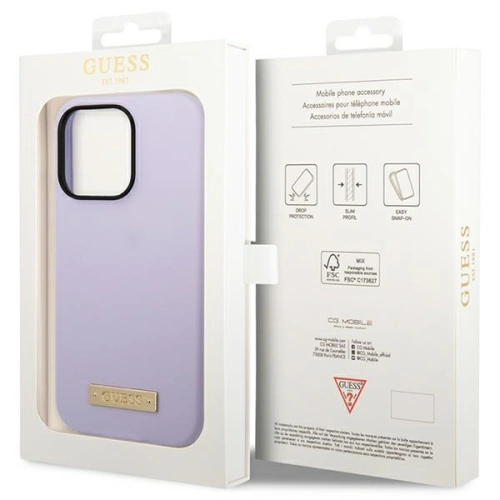 Kup Etui Guess GUHMP14LSBPLU Apple iPhone 14 Pro fioletowy/purple hard case Silicone Logo Plate MagSafe - GUE2640 - {ean13} - Sklep Home Screen