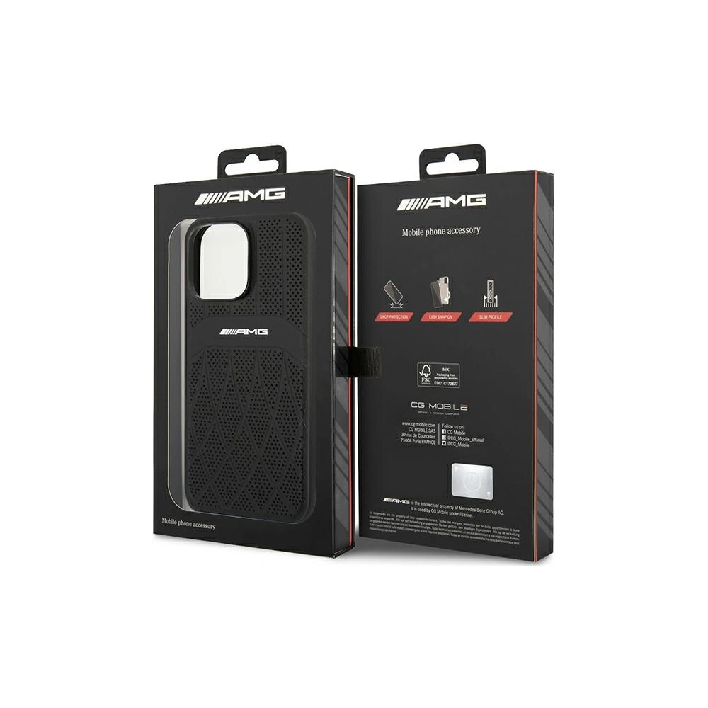 Etui Mercedes AMG AMHMP14XOSDBK Apple iPhone 14 Pro Max czarny/black hardcase Leather Curved Lines MagSafe