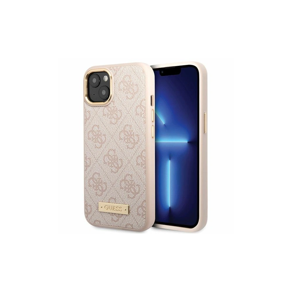 Etui Guess GUHMP14SU4GPRP Apple iPhone 14 różowy/pink hard case 4G Logo Plate MagSafe