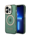 Guess Apple Carcasă GUHMP14XHTCMA iPhone 14 Pro Max verde/kaki Carcasă tare Gold Outline Translucent MagSafe