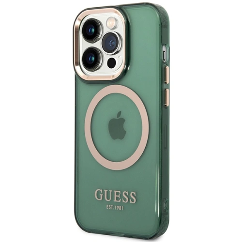 Kup Etui Guess GUHMP14XHTCMA Apple iPhone 14 Pro Max zielony/khaki hard case Gold Outline Translucent MagSafe - GUE2645 - {ean13} - Sklep Home Screen