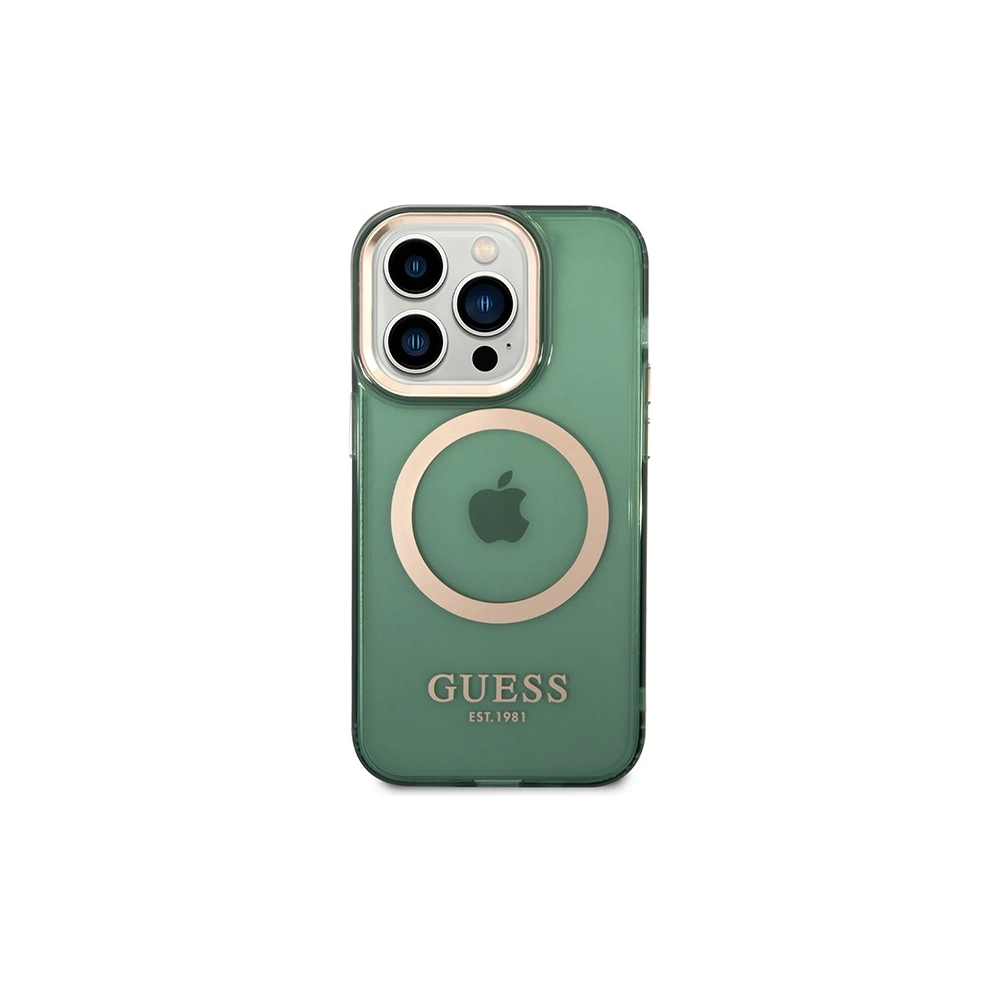 Etui Guess GUHMP14XHTCMA Apple iPhone 14 Pro Max zielony/khaki hard case Gold Outline Translucent MagSafe