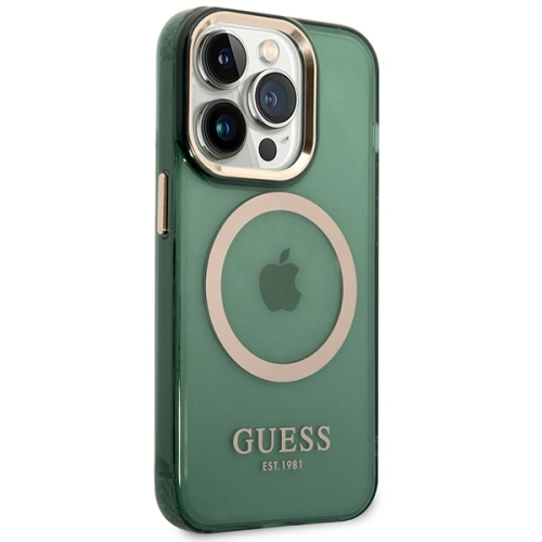 Kup Etui Guess GUHMP14XHTCMA Apple iPhone 14 Pro Max zielony/khaki hard case Gold Outline Translucent MagSafe - GUE2645 - {ean13} - Sklep Home Screen