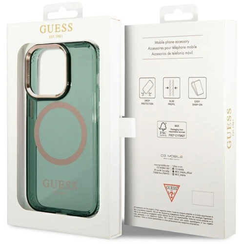 Kup Etui Guess GUHMP14XHTCMA Apple iPhone 14 Pro Max zielony/khaki hard case Gold Outline Translucent MagSafe - GUE2645 - {ean13} - Sklep Home Screen
