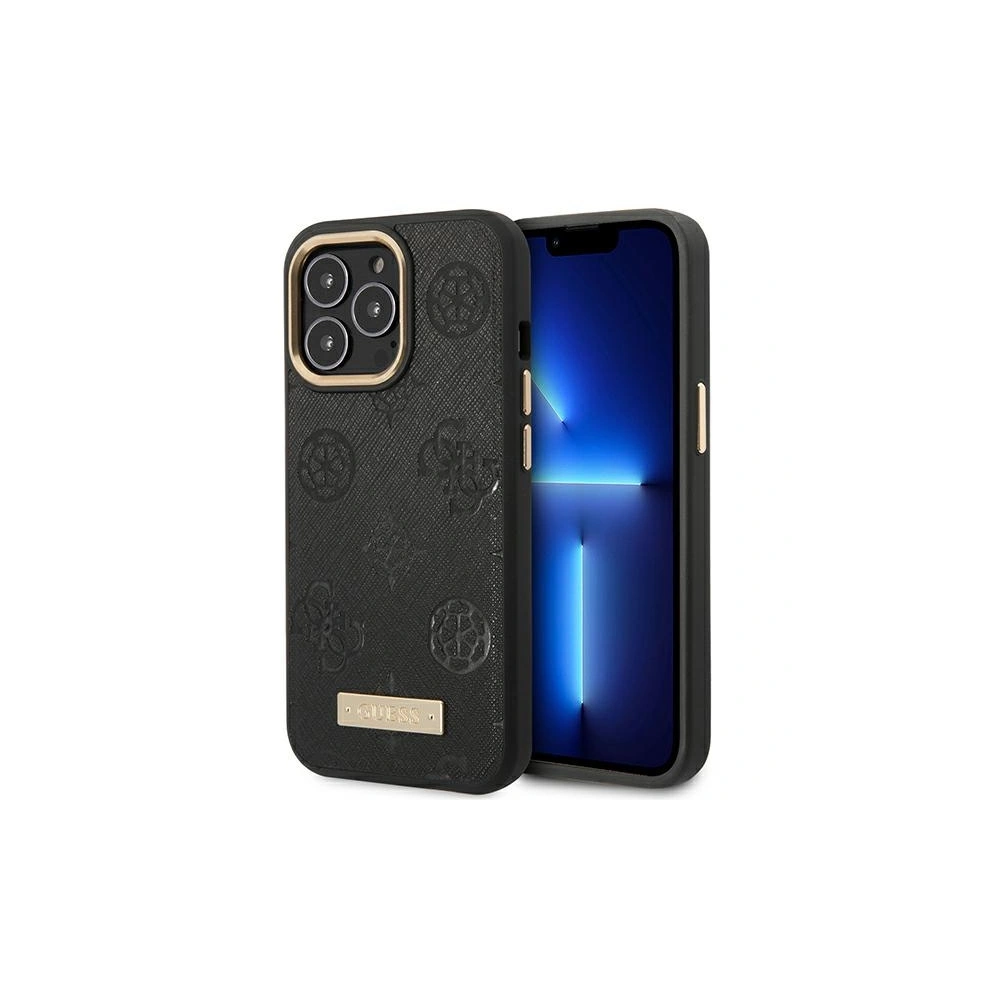 Etui Guess GUHMP14XSAPSTK Apple iPhone 14 Pro Max czarny/black hardcase Peony Logo Plate MagSafe
