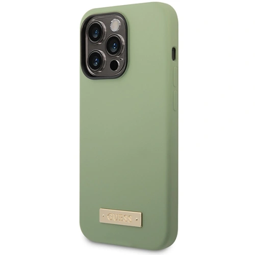 Buy Guess GUHMP14XSBPLA Apple iPhone 14 Pro Max khaki hard case Silicone Logo Plate MagSafe - GUE2647 - {ean13} - Home Screen Store Europe