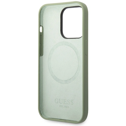 Kup Etui Guess GUHMP14XSBPLA Apple iPhone 14 Pro Max zielony/khaki hard case Silicone Logo Plate MagSafe - GUE2647 - {ean13} - Sklep Home Screen
