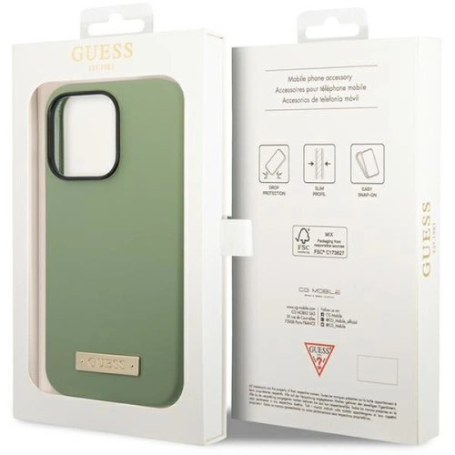 Kup Etui Guess GUHMP14XSBPLA Apple iPhone 14 Pro Max zielony/khaki hard case Silicone Logo Plate MagSafe - GUE2647 - {ean13} - Sklep Home Screen