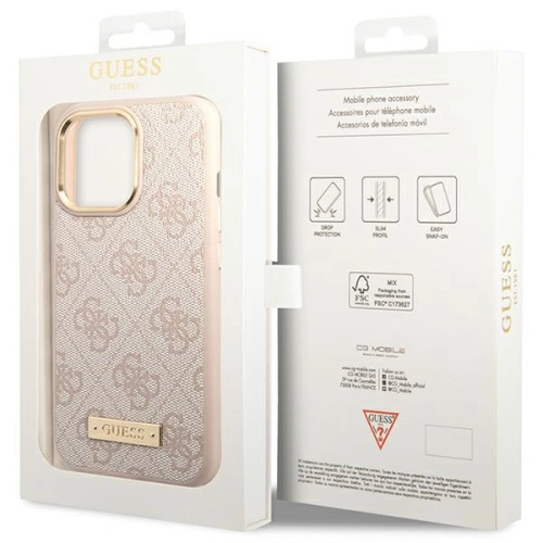 Buy Guess GUHMP14XU4GPRP Apple iPhone 14 Pro Max pink hard case 4G Logo Plate MagSafe - GUE2649 - {ean13} - Home Screen Store Europe