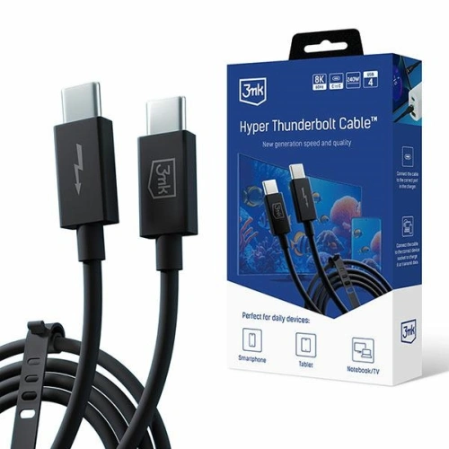 Kup Kábel 3MK Hyper ThunderBolt USB-C/USB-C 1m 240W 5A - 3MK4965 - {ean13} - Sklep Home Screen