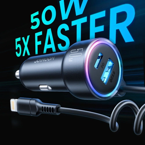 Buy Joyroom JR-CL08 Car Charger 3w1 1,6m 50W + Lightning cable - JYR749 - {ean13} - Home Screen Store Europe